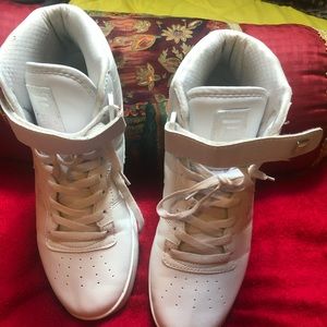 White high top tennis shoes!